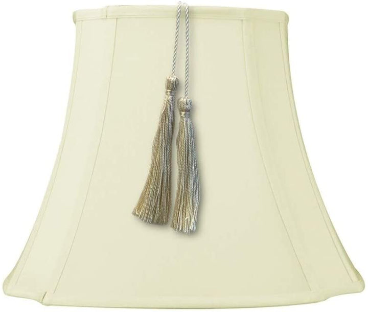 7x12x12 French Oval Piped Tassel Lampshade Eggshell Shantung