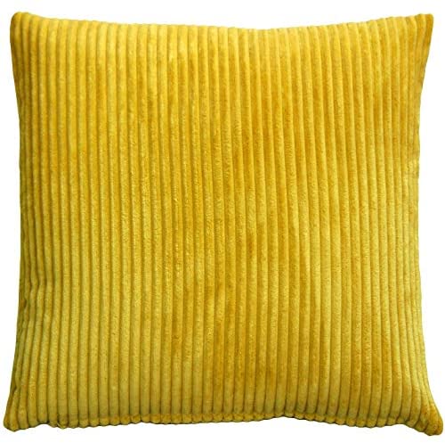 Wide Corduroy 22x22 Yellow Throw Pillow Stripe Modern