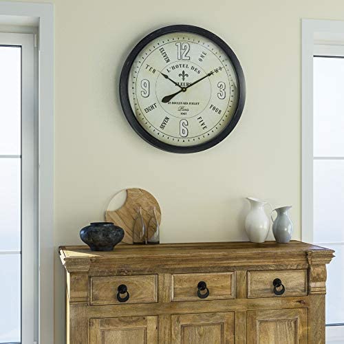 Home DÃƒÆ’Ã†â€™Ãƒâ€šÃ‚cor Fleur Village Wall Clock Black Tan