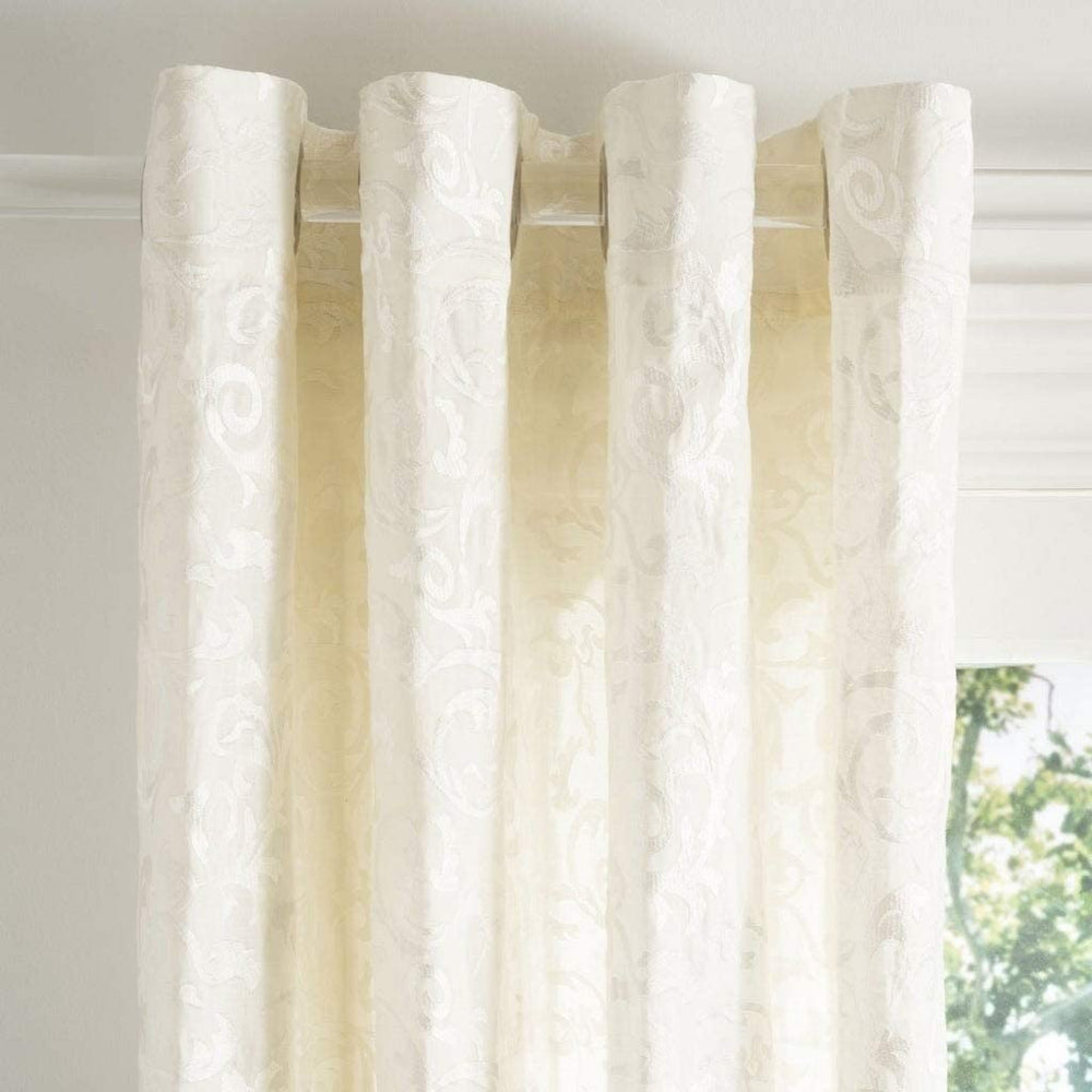 52x84 Single Curtain Panel 84" L X 52" W Ivory Solid Bohemian Eclectic Modern Contemporary Linen - Diamond Home USA