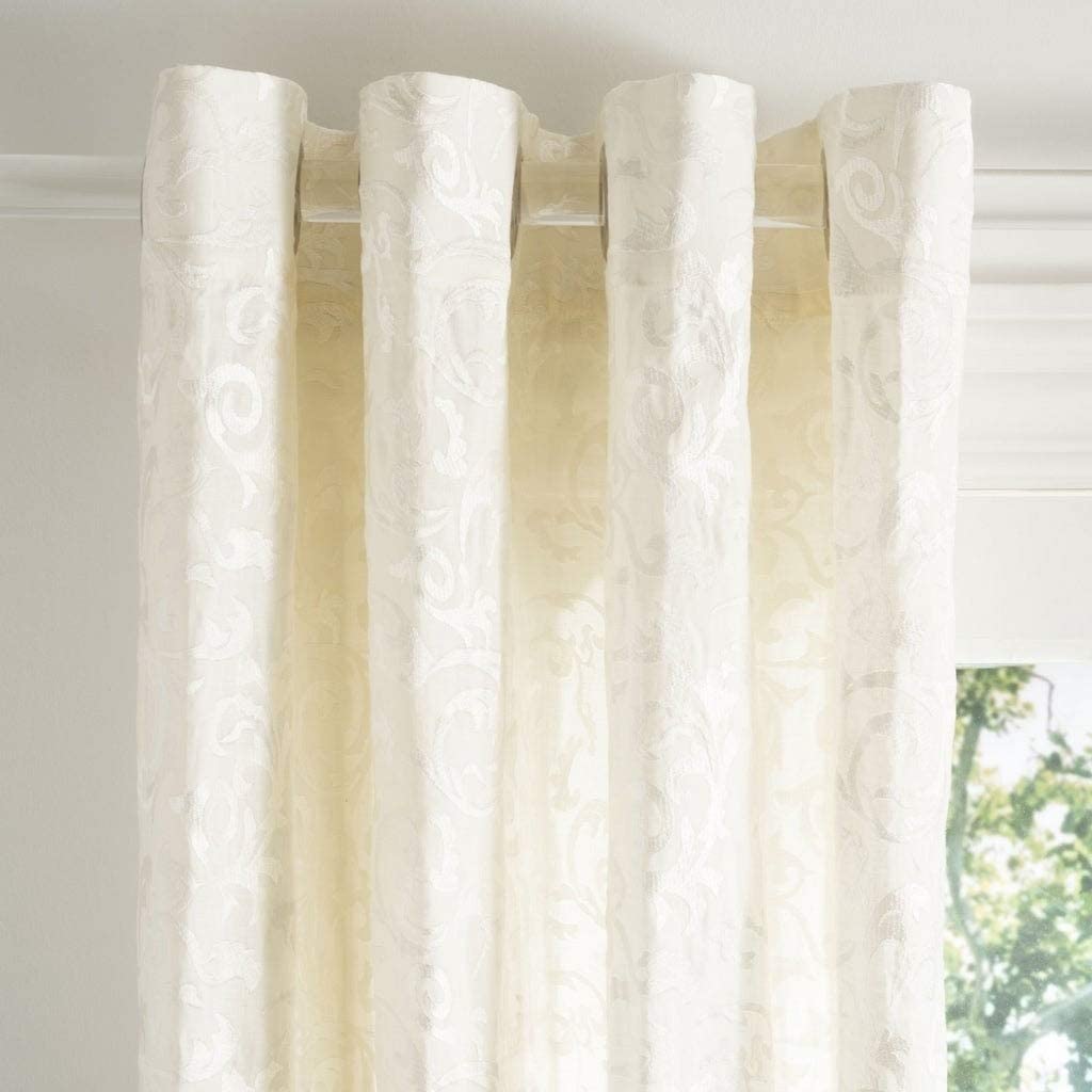 52x84 Single Curtain Panel 84" L X 52" W Ivory Solid Bohemian Eclectic Modern Contemporary Linen - Diamond Home USA