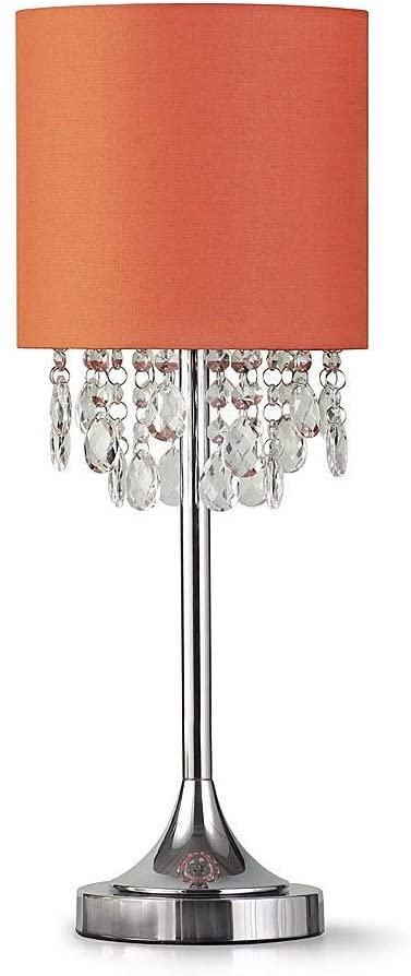 22" h Crystal Pendants Table Lamp Ember Clear Glam Modern Contemporary Chrome - Diamond Home USA