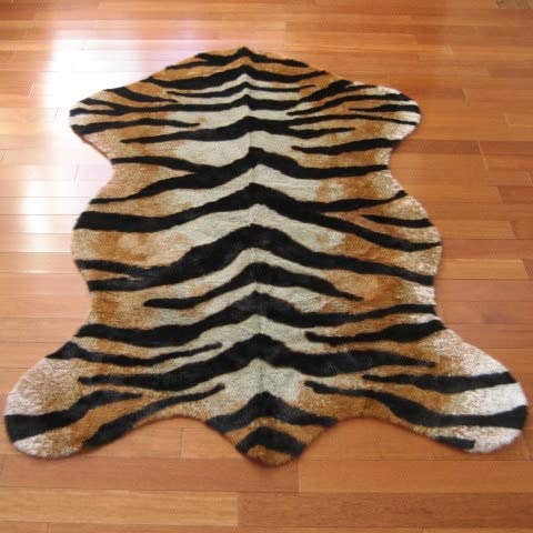 Tiger Skin Pelt Rug (3'3 X 4'7) 3'3" 4'7" Black Ivory