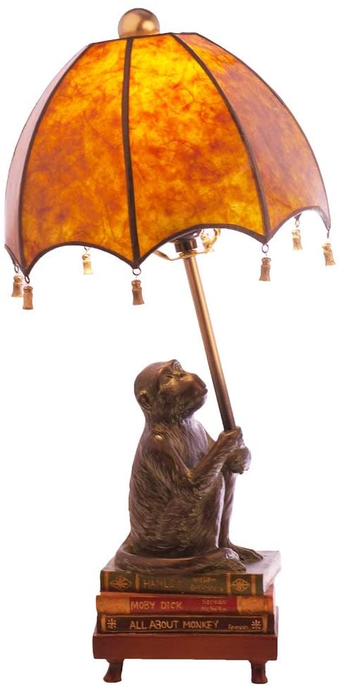 21 75" h Intellectual Monkey Table Lamp 11" l X 11" w Brown Orange Red Tiffany Traditional Transitional - Diamond Home USA