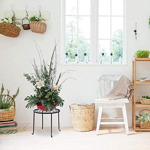 Metal Flower Pot Plant Stand Shelf Set 4 Home Decor Black Country Round - Diamond Home USA