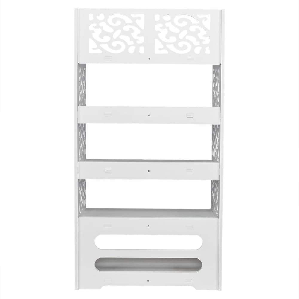MISC 5 Tiers Wood Plastic Board Five Tiers Carved Shoe Rack White Plastic Wood Finish
