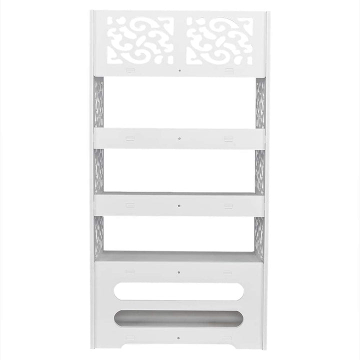 MISC 5 Tiers Wood Plastic Board Five Tiers Carved Shoe Rack White Plastic Wood Finish