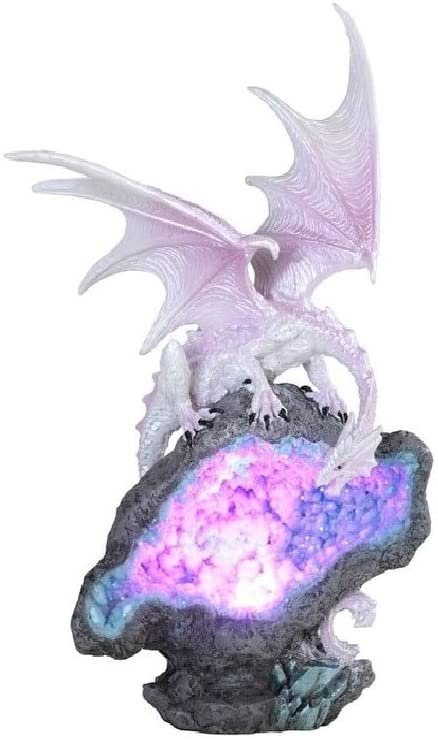 8 75" h Silvery Dragon Led Blue/Purple Crystal Stone