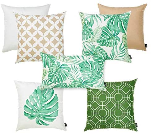 Tropical 18 inch Printed Throw Pillow Cover Color Geometric Mid Century Modern Polyester Removable - Diamond Home USA