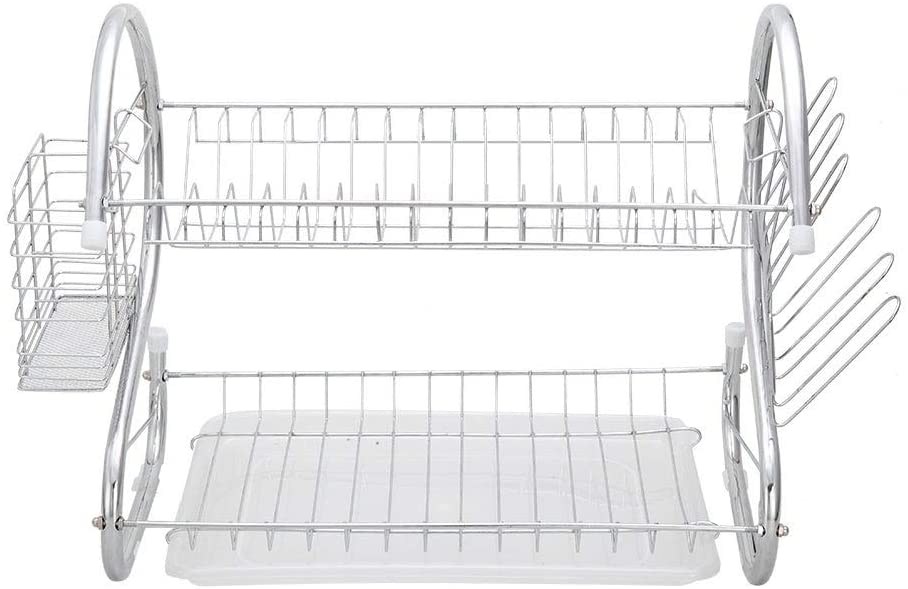 Multifunctional S Shaped Dual Layers Collection Shelf Dish White Plastic Finish - Diamond Home USA