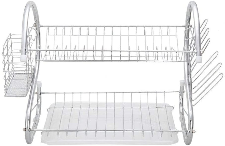 Multifunctional S Shaped Dual Layers Collection Shelf Dish White Plastic Finish - Diamond Home USA