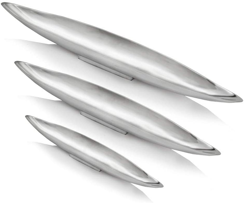 4 5" X 20" 3" Short Boat Tray Silver Novelty - Diamond Home USA