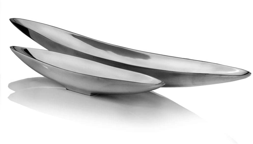 4 5" X 20" 3" Short Boat Tray Silver Novelty - Diamond Home USA