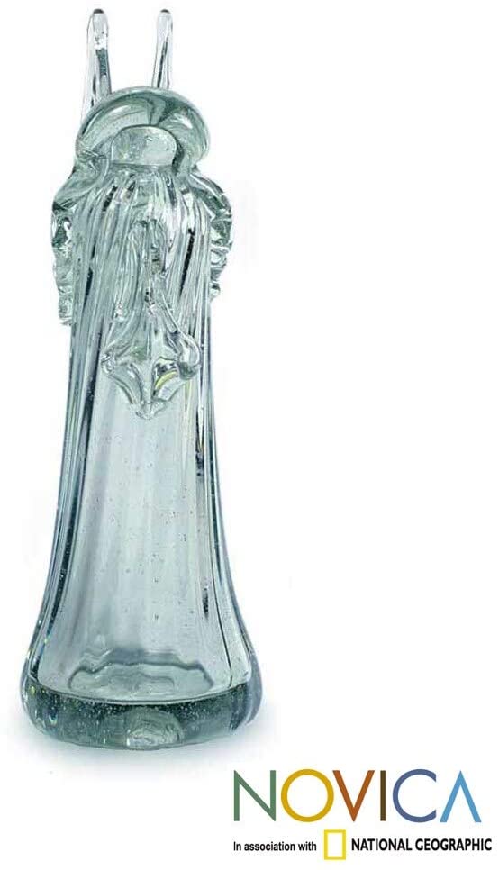 Handmade Blown Glass 'Crystal Angel' Sculpture (Guatemala) Clear Ceramic - Diamond Home USA