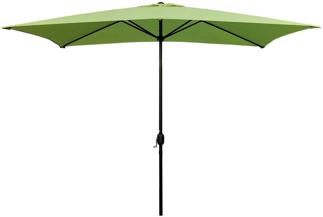 10' X 6 5' Rectangular Market Umbrella Green Nature Modern Contemporary Polyester Steel Crank Lift Uv Resistant - Diamond Home USA