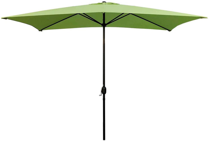10' X 6 5' Rectangular Market Umbrella Green Nature Modern Contemporary Polyester Steel Crank Lift Uv Resistant - Diamond Home USA