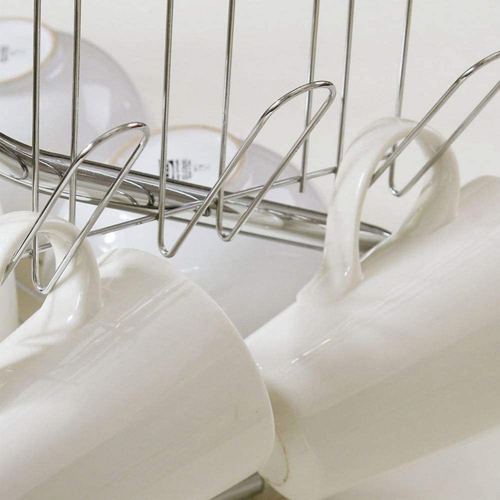 MISC Aluminum Multifunctional S Shaped Dual Layer Bowls/Dishes/Chopsticks/Spoons Shelf Dish Drainer Silver White Finish