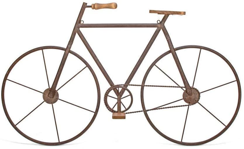 Multicolored Metal/Wood Bicycle Wall Art Brown Vintage Metal