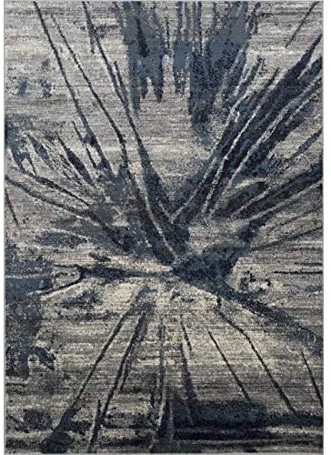 Rugs Distressed Grey Ivory Rectangular Accent Area Rug Steel Blue Abstract Design 7' 6" X 9' 8" Modern Contemporary Rectangle Polypropylene Contains
