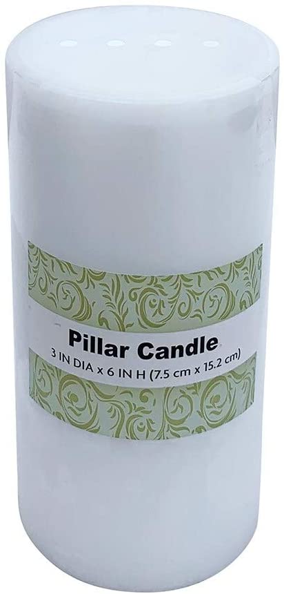 3 X 6 Inch White Pillar Candle Wax Handmade - Diamond Home USA