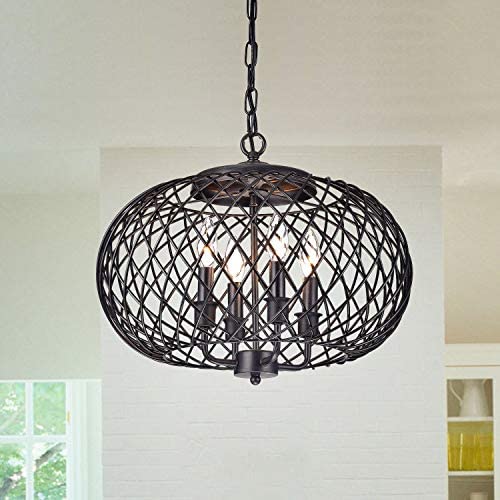 4 Light Candle Globe Chandelier Brown Modern Contemporary