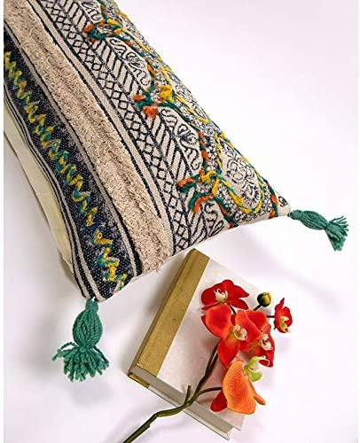 Extra Long Bolster Pillow Color Damask Modern Contemporary Cotton Removable Cover - Diamond Home USA