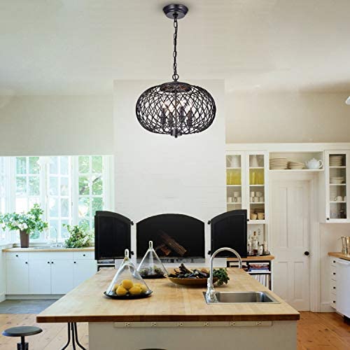 4 Light Candle Globe Chandelier Brown Modern Contemporary Metal Dimmable - Diamond Home USA