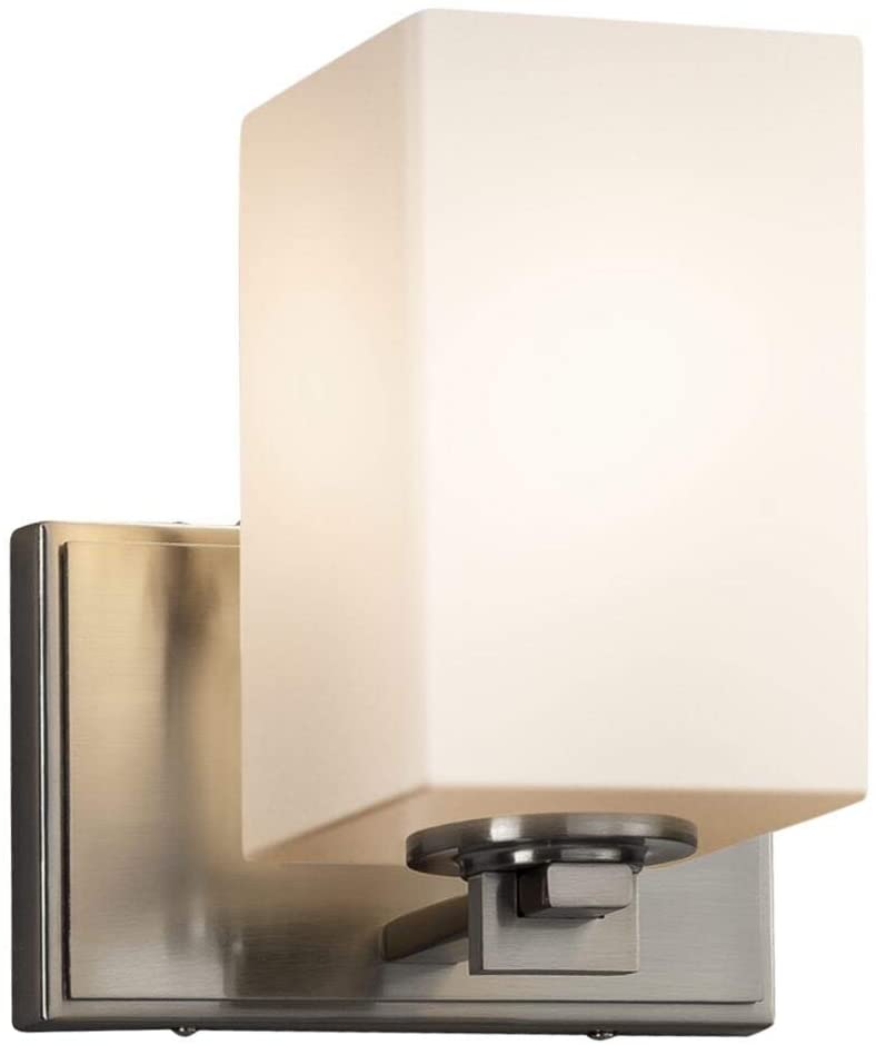 Fusion Era 1 Light Brushed Nickel Wall Sconce Opal Square