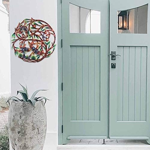 Handmade 24 inch Painted Tree Life Metal Wall Art (Haiti) Green Farmhouse Hand Modern Contemporary Steel