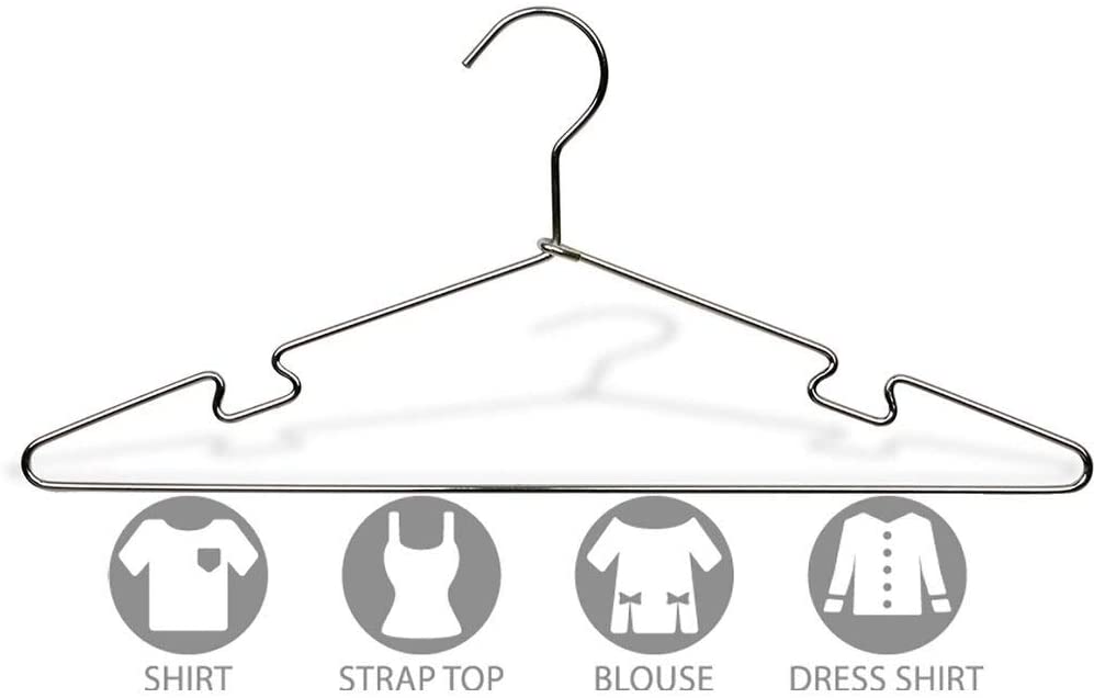 Polished Chrome Metal Top Hanger Notches (Pack 25) Silver - Diamond Home USA
