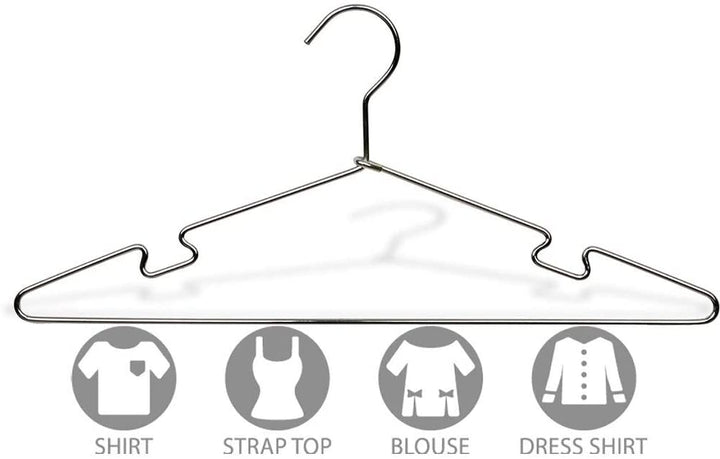 Polished Chrome Metal Top Hanger Notches (Pack 25) Silver - Diamond Home USA