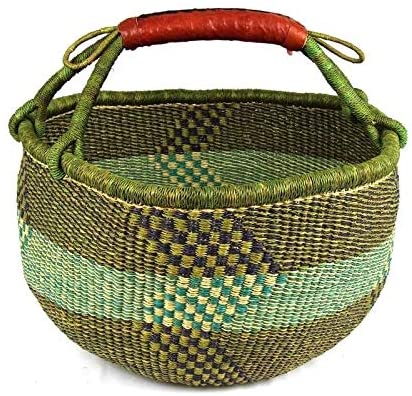 Handmade Large Market Basket Mixed Colors Brown
