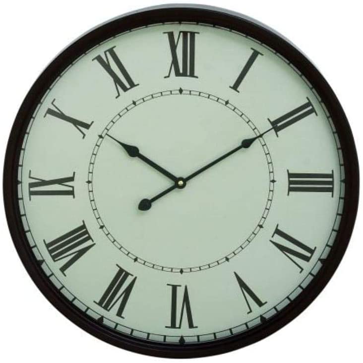 Black Metal Wall Clock White Modern Contemporary Round