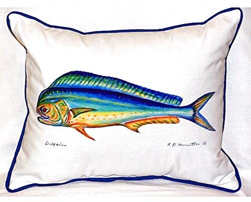 Dolphin 20 inch X 24 inch Indoor/Outdoor Throw Pillow Color Graphic Nautical Coastal Polyester One