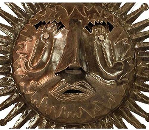 Recycled Oil Drum Natural Sun Wall Art Handmade Haiti Brown Metal