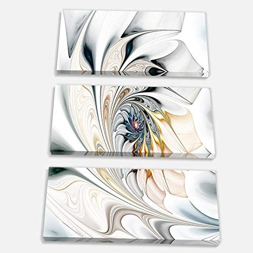 White Stained Glass Floral Art' Large Wall Art Canvas White Modern Contemporary Traditional Rectangle - Diamond Home USA