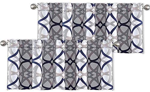 Spiral Geo Trellis Pattern Window Curtain Valance Rod Pocket