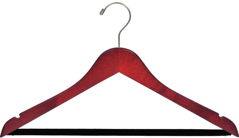 Cherry inish Suit Hanger Black Velvet Non Slip Bar Box 50