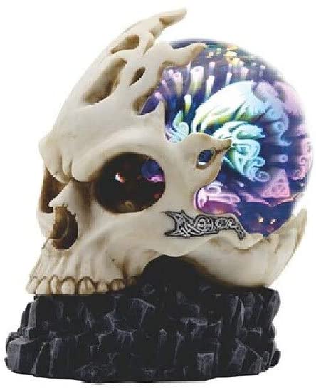 6 75" h Skull Led Light Glass Globe Statue Fantasy