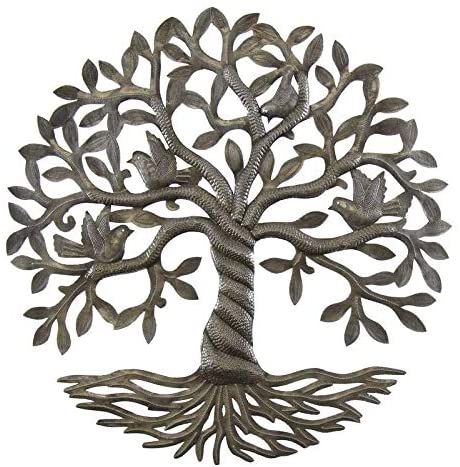 Handmade Twisted Tree Life Metal Wall Art (Haiti) Grey Cabin