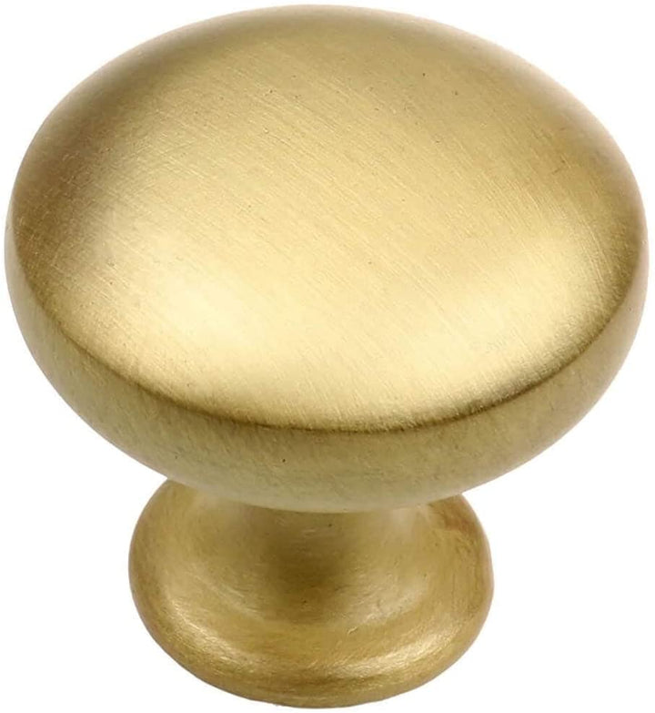 5 Pack 1 1/8 Satin Gold Round Solid Cabinet Knobs