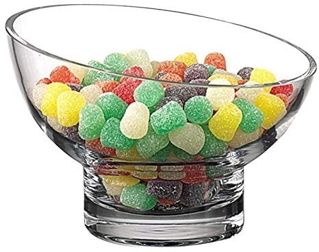 Lead Free Mouth Blown Slant Cut Candy Bowl D6 Clear