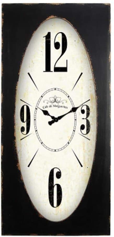 Home Decor Speakeasy Spokes Wall Clock Black White Transitional Rectangular Metal Minute Hand Numerical Display Second - Diamond Home USA