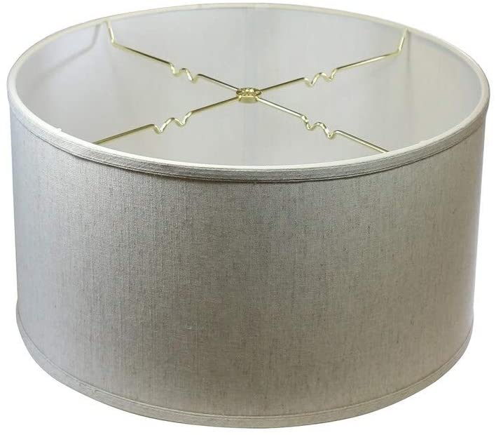 Textured Oatmeal Shallow Drum Lampshade 18x18x10 Off/White Modern Contemporary