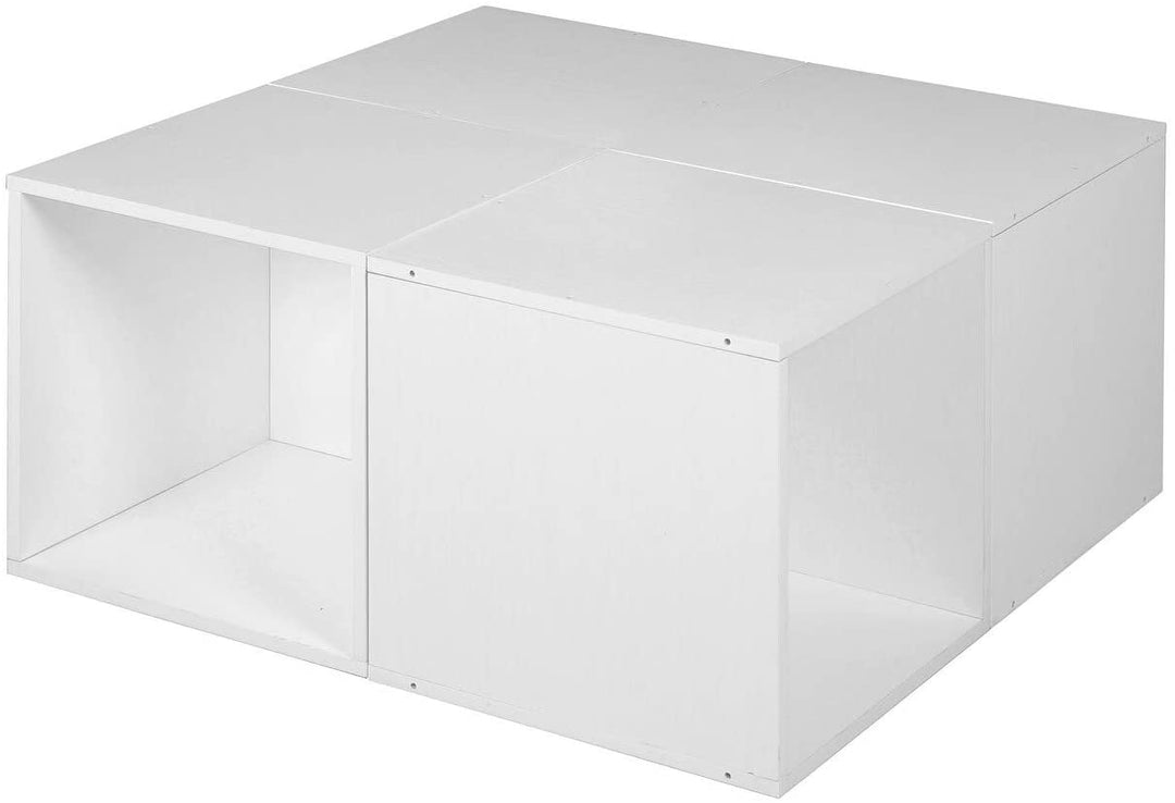 Storage Set 4 Cubes White Wood Grain Modern Contemporary Laminate - Diamond Home USA