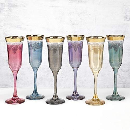 MISC Flutes Set 6 Gold Band Glass Piece