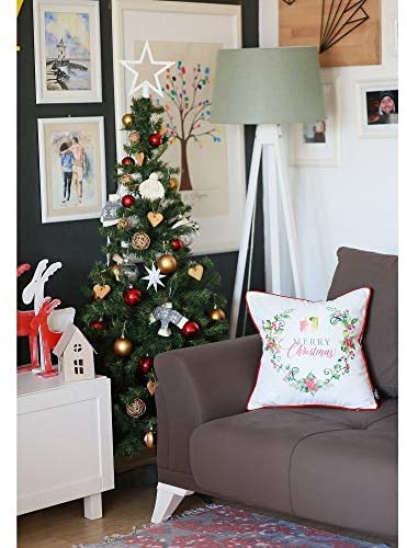 Christmas Flowers Decorative Throw Pillow Cover Gift 18"x18" Color Nature Traditional Polyester Removable - Diamond Home USA