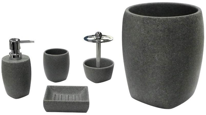 Charcoal Stone Toothbrush Holder Solid Color Modern Contemporary Resin - Diamond Home USA