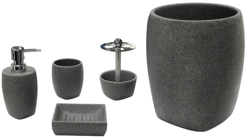 Charcoal Stone Lotion Pump Solid Color Modern Contemporary Resin - Diamond Home USA