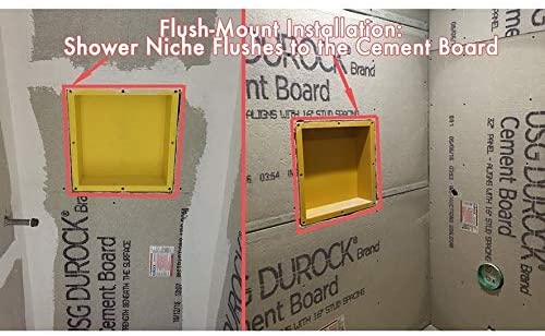 Ready Tile Waterproof Leak Proof 16" X 20" Square Bathroom Recessed Shower Flush Mount Installation Yellow Abs Textured
